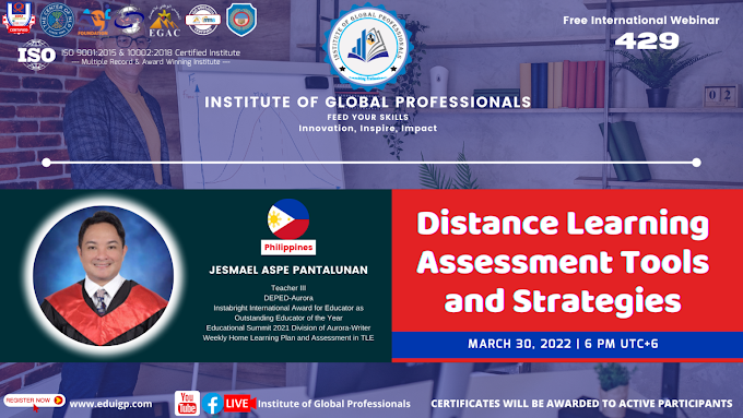Teacher Guide: How Register on Distance Learning Assessment Tools and Strategies | Free Webinar by the Institute of Global Professionals | March 30, 2022