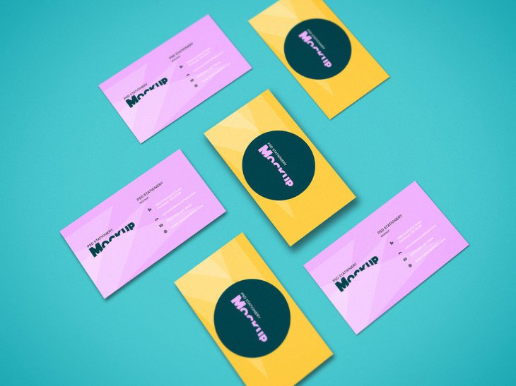 Perspective Business Cards Mockup PSD