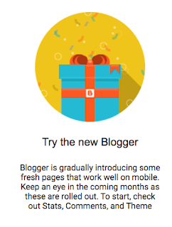 Google's "Try the new Blogger" announcement graphic