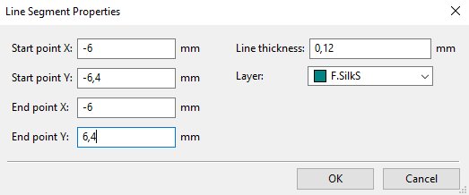 Left vertical line of inductor footprint