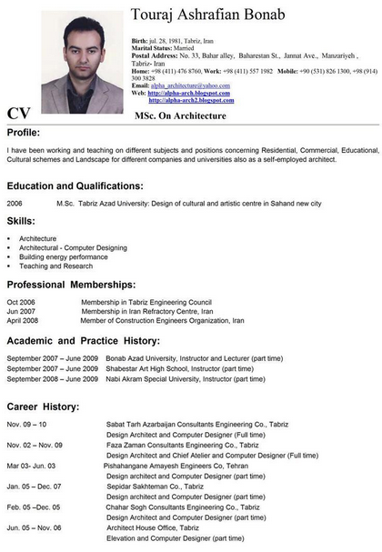 Contoh Format Curriculum Vitae Dalam Bahasa Inggris 