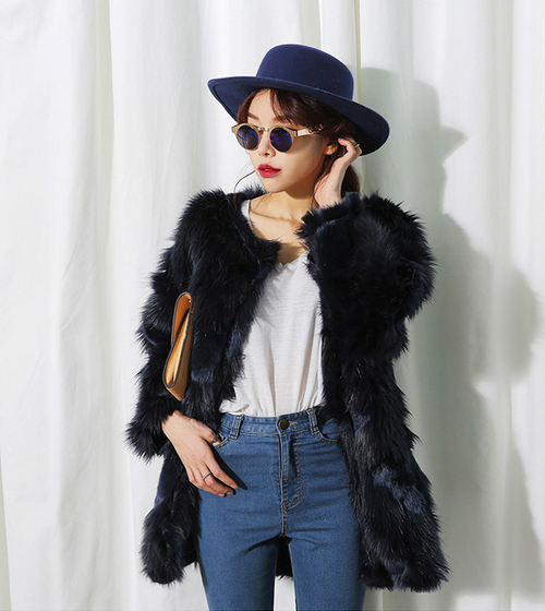 Dark Tone Chic Fur Jacket