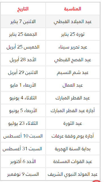 خريطة العام الدراسى فى مصر وجدول الاجازات الرسمية 2018/2019 المدارس والجامعات المصرية الحكومية