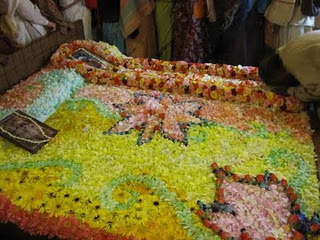 Srila Prabhupada's Bed in Vrindavan Decorated with Flowers for His Disappearance Day