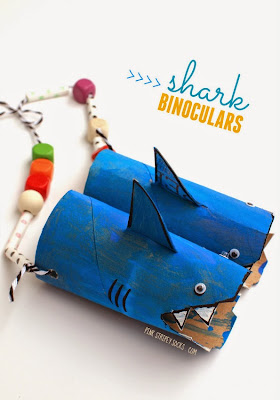 Here's a fun take on toilet roll binoculars- turn them into sharks and add some lovely decorative beads!