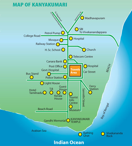 Map of Kanyakumari