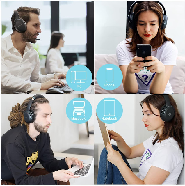 Wireless Noise Isolation Headphones with Detachable Mic, SUPSOO Over Ear Bluetooth Wireless Wired Gaming Headset for PS4/PS4/PS4 Pro/Xbox/Nintendo Switch, Studio Stereo Sound,for Travel Home Office