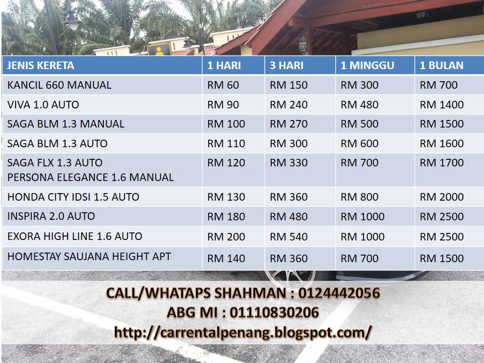 Car Rental Penang / (Kereta Sewa Pulau Pinang): Car Rental 