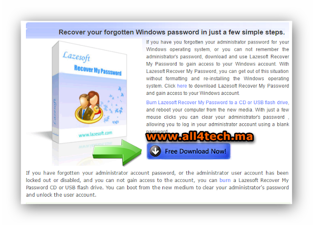 كيفية كسر واستعادة كلمة مرور Password للدخول إلى الويندوز xp/vista/7/8