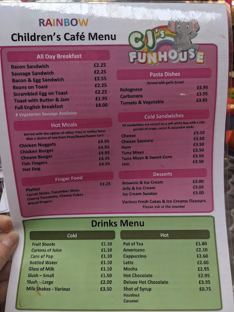 CJ's Funhouse | Cramlington Soft Play Review - menu