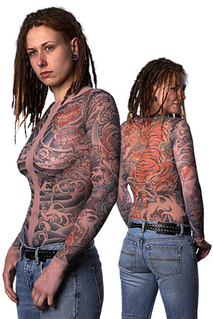Tattoo: Girls Sleeves Tiger Full Body Tattoo Shirt