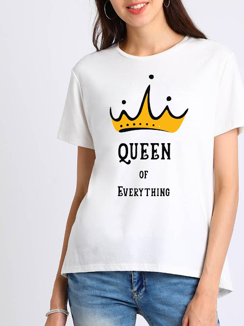 Women Queen Of Everything White T-shirt