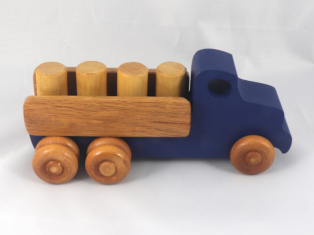 Wooden Toy Lorry Truck, Handmade and Painted in Your Choice of Colors and Amber Shellac, from Easy 5 Truck Fleet Collection, Made To Order