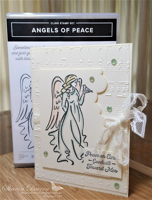 Rhapsody in craft, Angels of Peace, Christmas, Christmas cards, Merry Melody 3D embossing folder, Basic Border Dies, Stampin' Blends, #heartofchristmas2021,#artwithheart,#rhapsodyincraft, Stampin' Up!