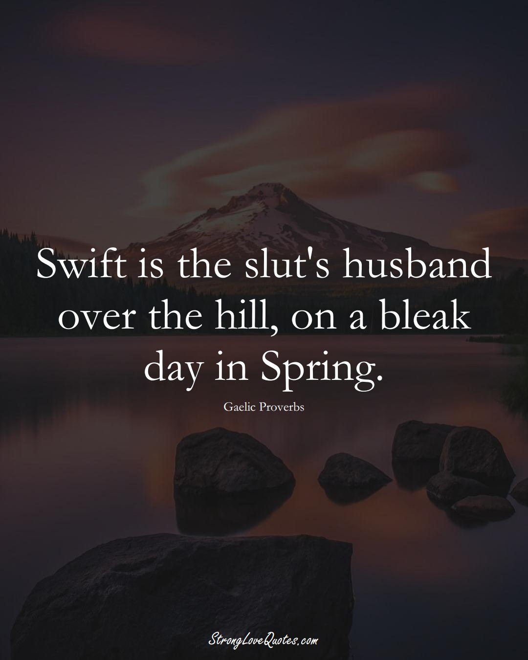 Swift is the slut's husband over the hill, on a bleak day in Spring. (Gaelic Sayings);  #aVarietyofCulturesSayings