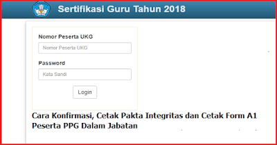  Cara konfirmasi cetak pakta integritas dan cetak form A Cara Konfirmasi, Cetak Pakta Integritas dan Cetak Form A1 Peserta PPG 2018