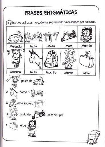 Atividades de Português 1º ano ensino fundamental - Frases enigmáticas