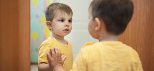 emoções e sentimentos na Educação Infantil: Menino, criança, usando espelho para educação e aprendizagem emocional na escola, educação infantil, projeto emoções e sentimentos, atividade, Plano de aula para trabalhar sentimentos e emoções na educação infantil