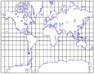 Mapa resultante de la proyección cilíndrica centrográfica