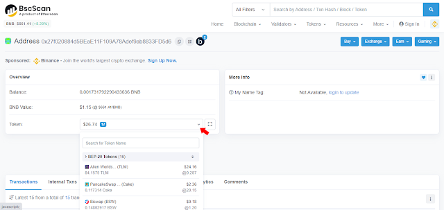Daftar Token Wallet Binance Smart Chain