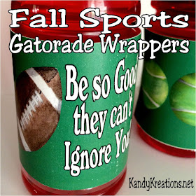 Inspire your favorite sports team with these printable Gatorade bottle labels.  You get 8 sports for all your fall teams as a fun way to celebrate your team.  Find printables for soccer, football, volleyball, cross country, cheer, tennis, band, and golf.