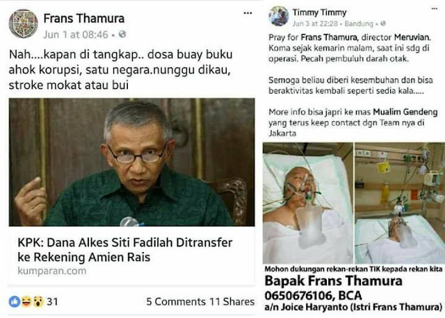 1 Juni Doakan Ulama Kena Stroke, 3 Juni Frans Pecah Pembuluh Darah