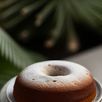 A freshly baked cake, still warm from the oven, promising a taste of citrus paradise.