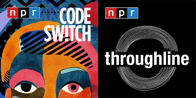 Logos for two great podcasts from NPR, “Code Switch,” and “Throughline.”