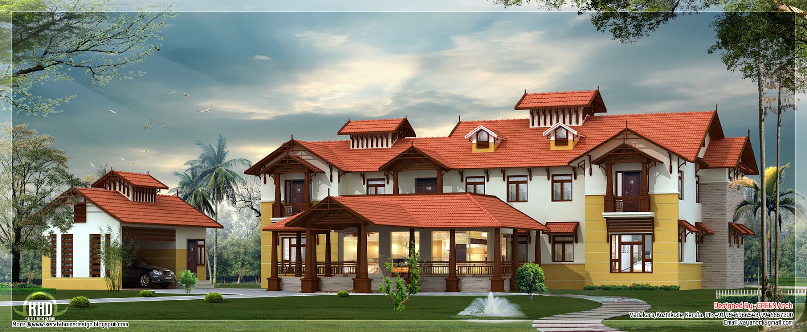 Luxury Sloped Roof House Kerala Home Design And Floor Plans