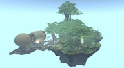 . decided on a floating island with giant trees to support the treehouse. (full island )