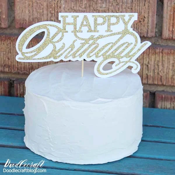 Make this cute cake topper with the Cricut Maker in just a couple minutes for the perfect party set up!