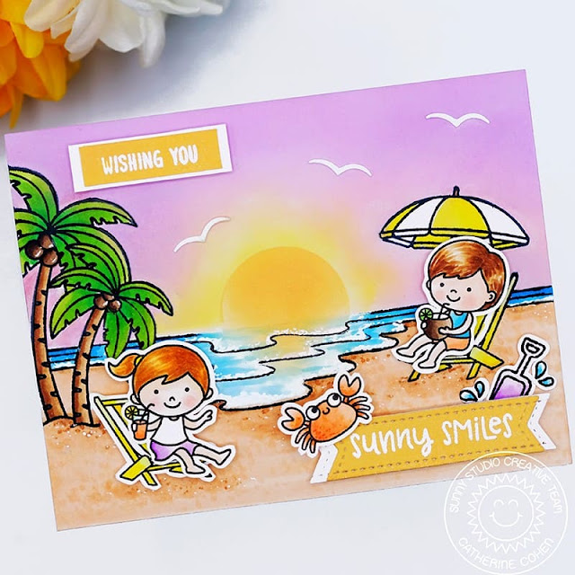 Sunny Studio Stamps: Ocean View Beach Themed Card by Catherine Cohen (featuring Kiddie Pool)