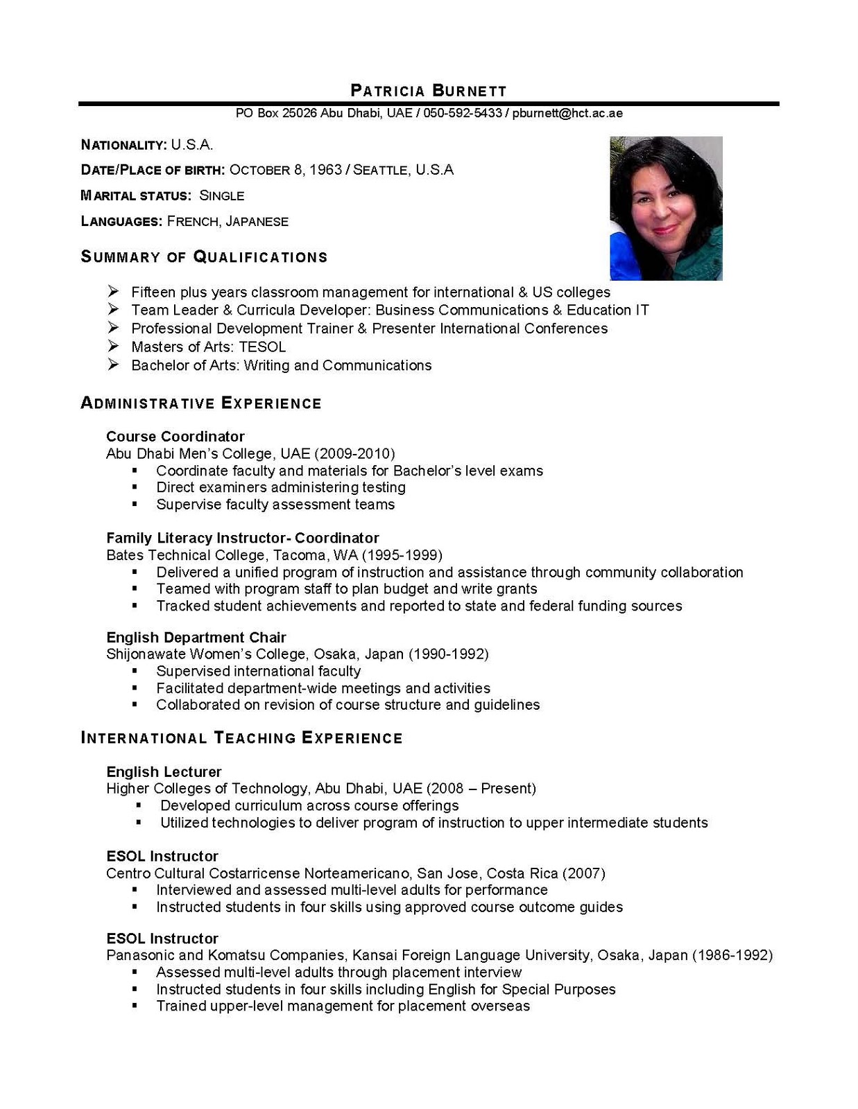 International Business: International Business Graduate Cv