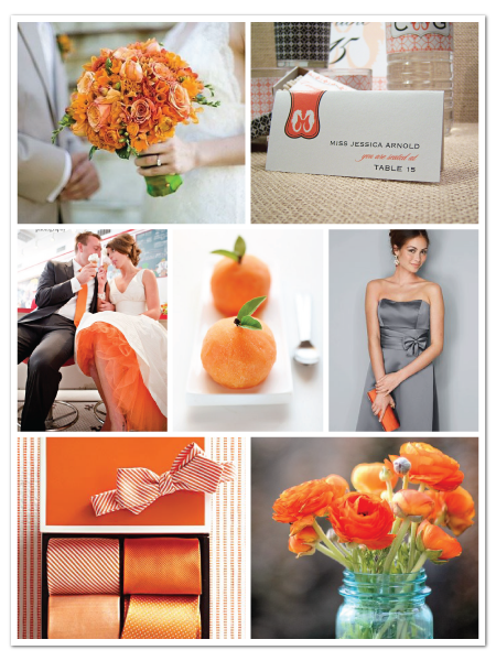 beachy orange gray sea horse wedding inspiration