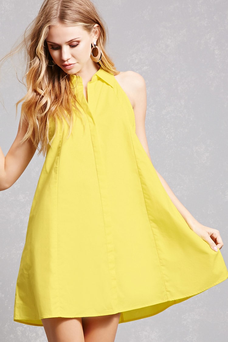 Yellow Poplin Shirt Dress