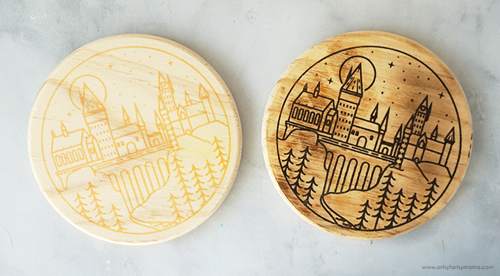 Hogwarts Wood Burned Coasters