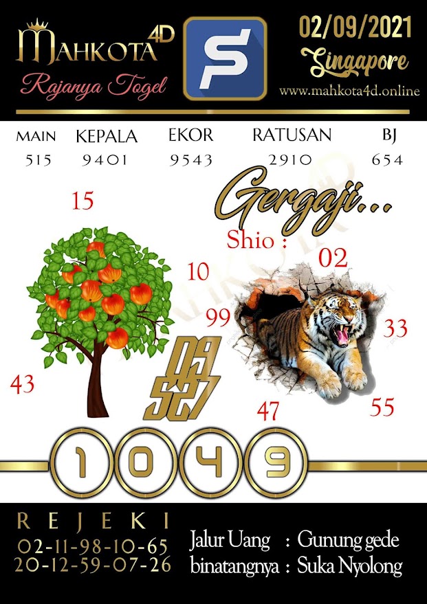 Syair Prediksi Togel Singapore - SGP Kamis, 02 - September - 2021