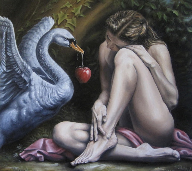 eve's temptation,surrealism painting,garden of eden