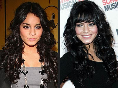 Vanessa Hudgens Black Curly Hairstyles with Bangs