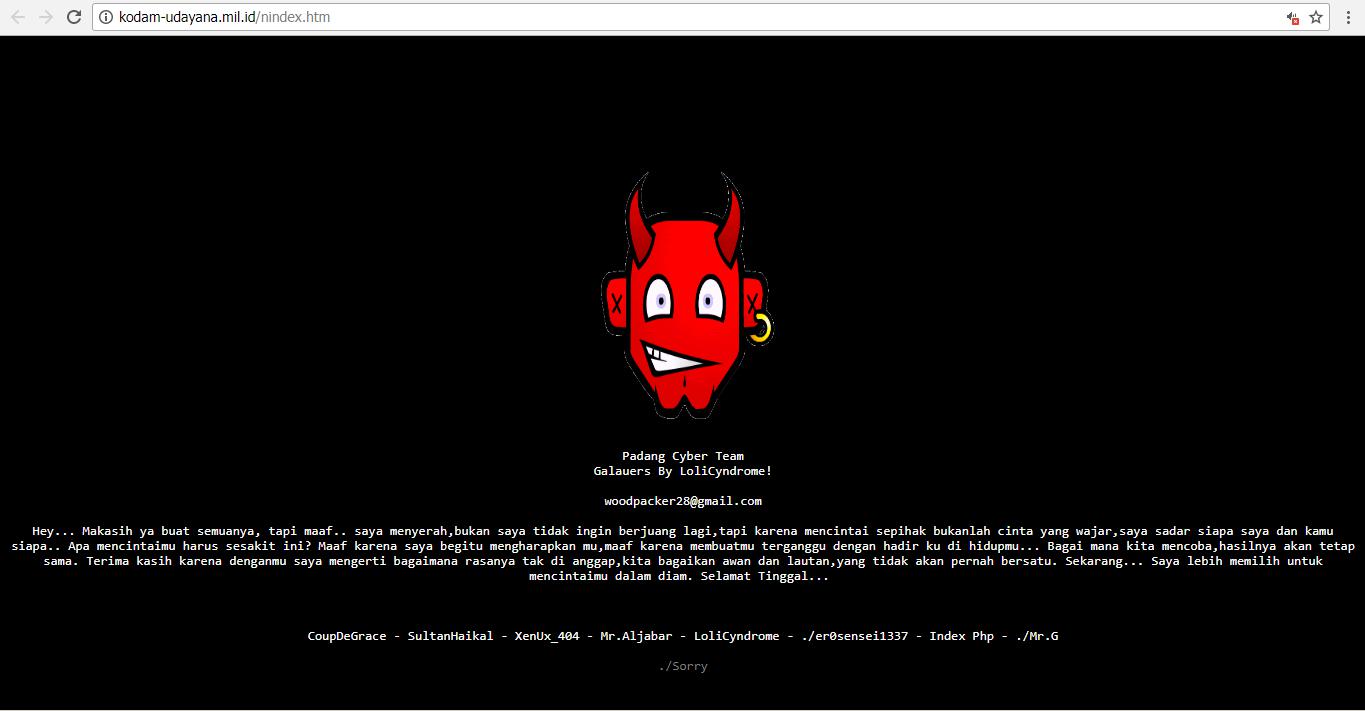 Hacker Galau Situs Kodam Udayana Dijadikan Tempat Curhat Tatsumi