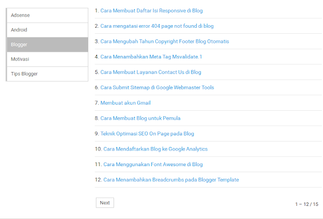 Cara membuat daftar isi di blog