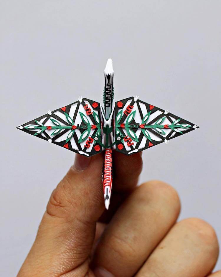 Artist Creates Breathtaking Paper Cranes With Feathery Details