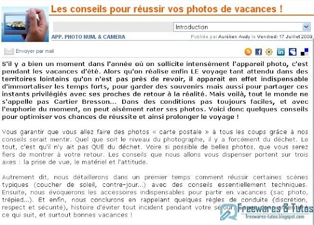 Le site du jour :  réussir vos photos de vacances