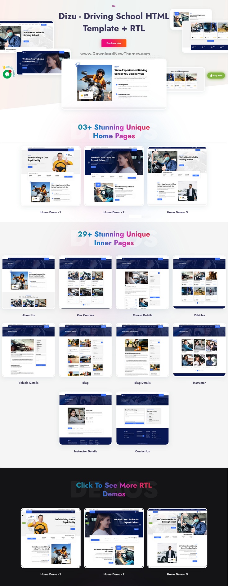 Download Motor Driving School & Classes HTML Template