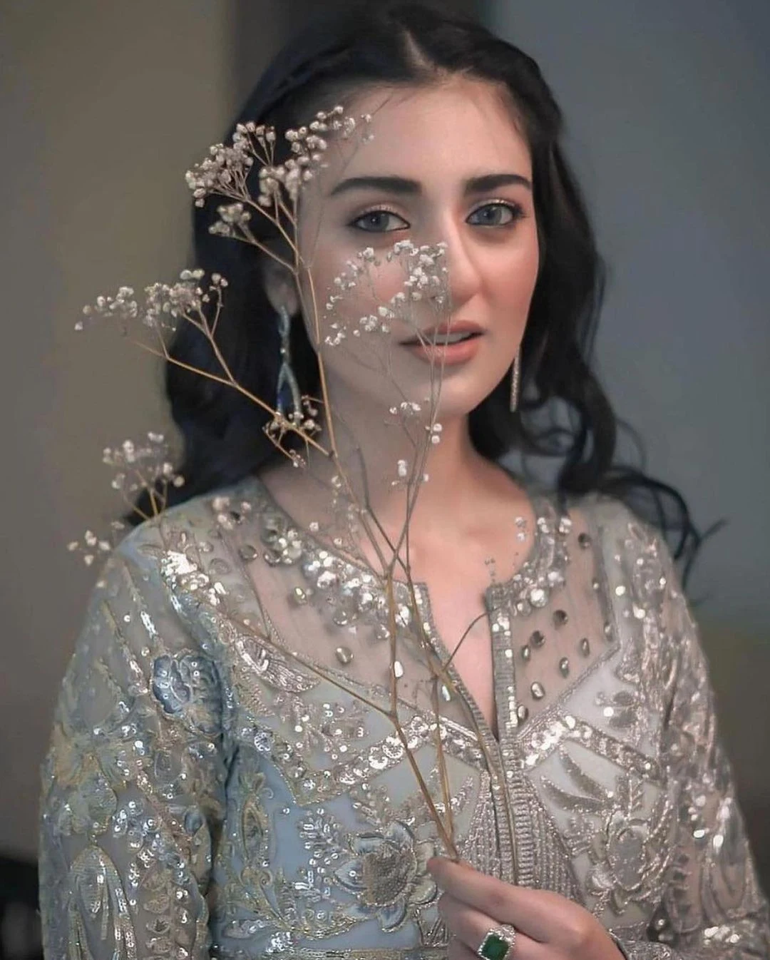 Sarah Khan Mesmerizing Pictures in Ice Blue Wedding Dress