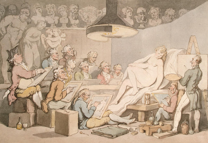 Life Class by Thomas Rowlandson - Genre Drawings from Hermitage Museum