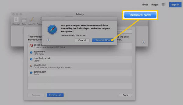 حذف ملفات تعريف الارتباط في متصفح Apple Safari