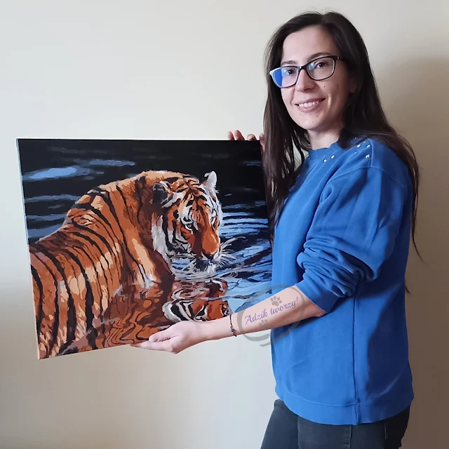 Obraz malowany po numerach DIY - Tygrys w wodzie - Blog DIY Adzik-tworzy.pl