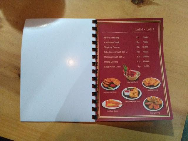 Daftar Menu Kedai Nyah Tan Li