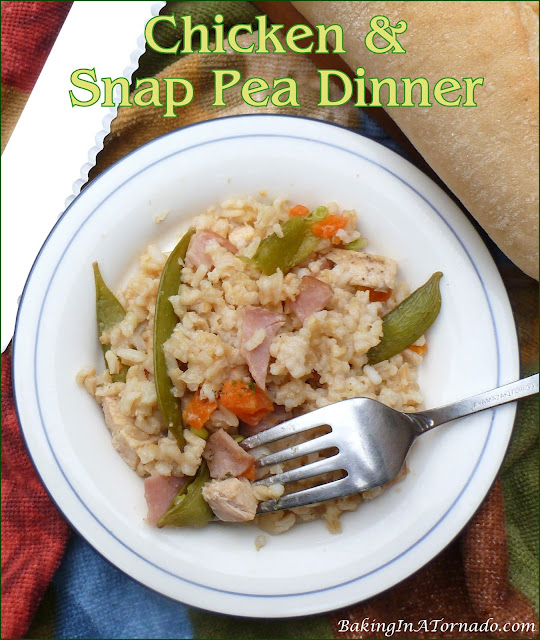 Chicken and Snap Pea Dinner | recipe developed by Karen of www.BakingInATornado.com | #recipe #dinner